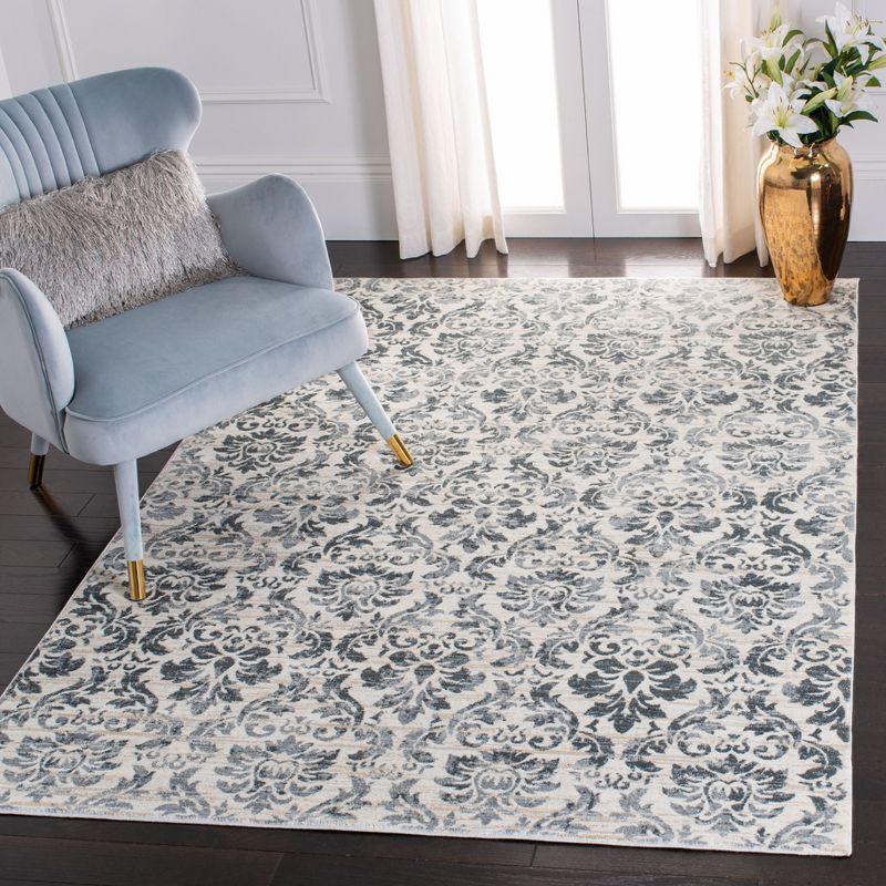 Isabella Gray and Ivory Hand-Knotted Rectangular Rug