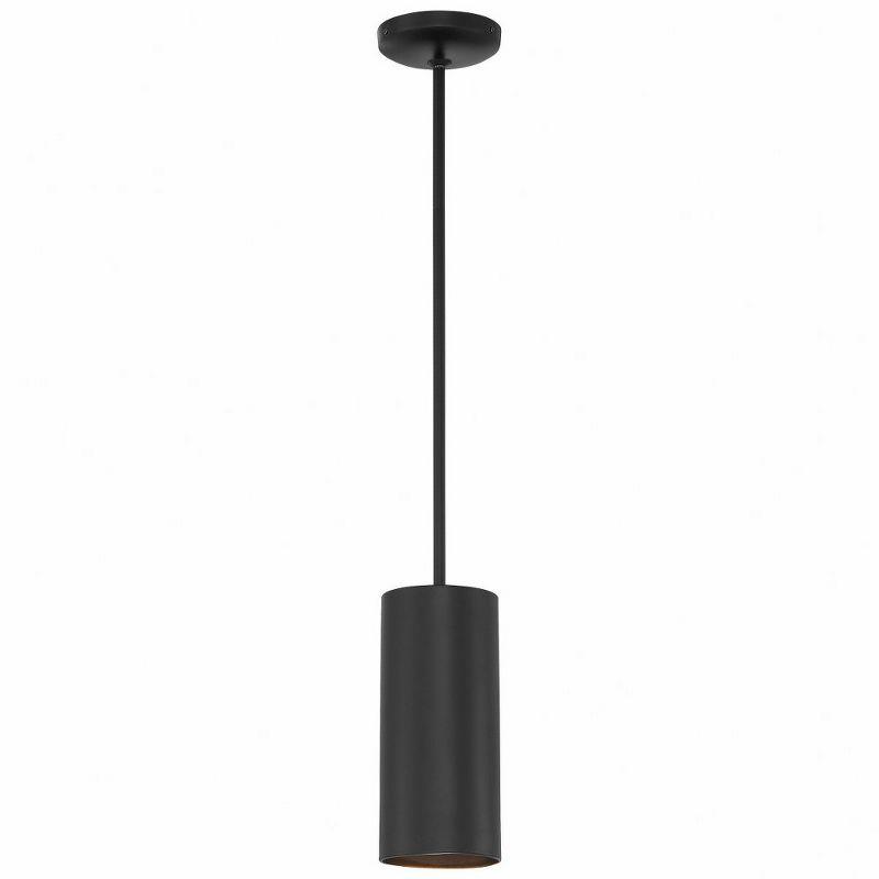 Modern Matte Black Steel Cylinder Pendant Light