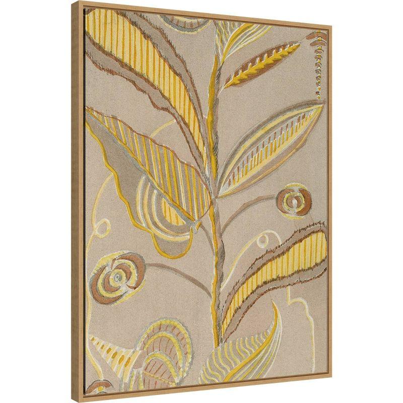 Amanti Art 23" x 30" Delicate Deco Plant Pattern IV by Baxter Mill Archive Framed Canvas Wall Art Print: Modern Style, Polystyrene Frame