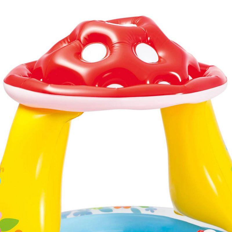 INTEX 57114EP Mushroom Baby Pool: Built-In Mushroom Shade – Soft Inflatable Floor – Durable Vinyl – Ages 1-3 – 40" x 35"