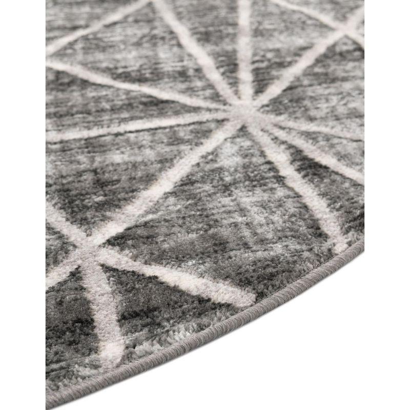 Unique Loom 8' 0 x 8' 0 Round Gray Matrix Trellis Geometric Area Rug