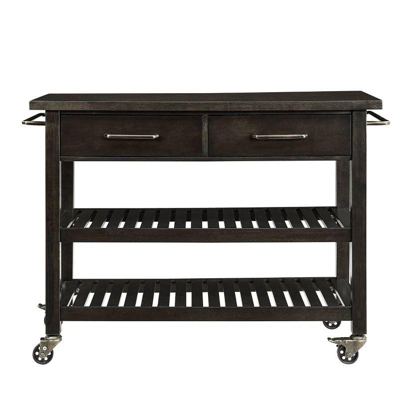 Havelock Rolling Kitchen Island Dark Tobacco - Holly & Martin: Wood Veneer, Rubberwood Frame, 2 Shelves