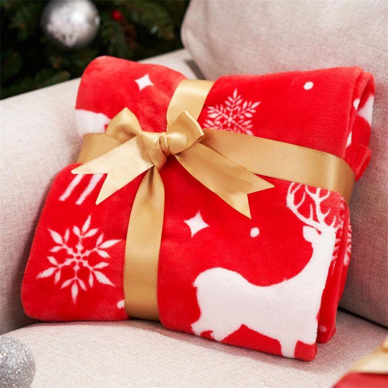 Joyfy 50x60’’ Christmas Throw Blanket, Soft Fleece Reindeer Blanket, Warm Plush Christmas Decoration, Winter Cozy Holiday Cabin Throw for Sofa Couch
