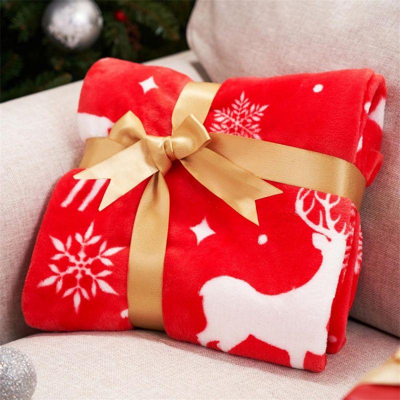 JOYFY 50x60’’ Christmas Throw Blanket, Soft Fleece Reindeer Blanket, Warm Plush Christmas Decoration, Winter Cozy Holiday Cabin Throw for Sofa Couch