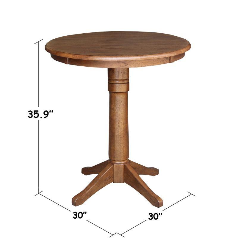 Distressed Oak Round Solid Wood Counter Height Dining Table