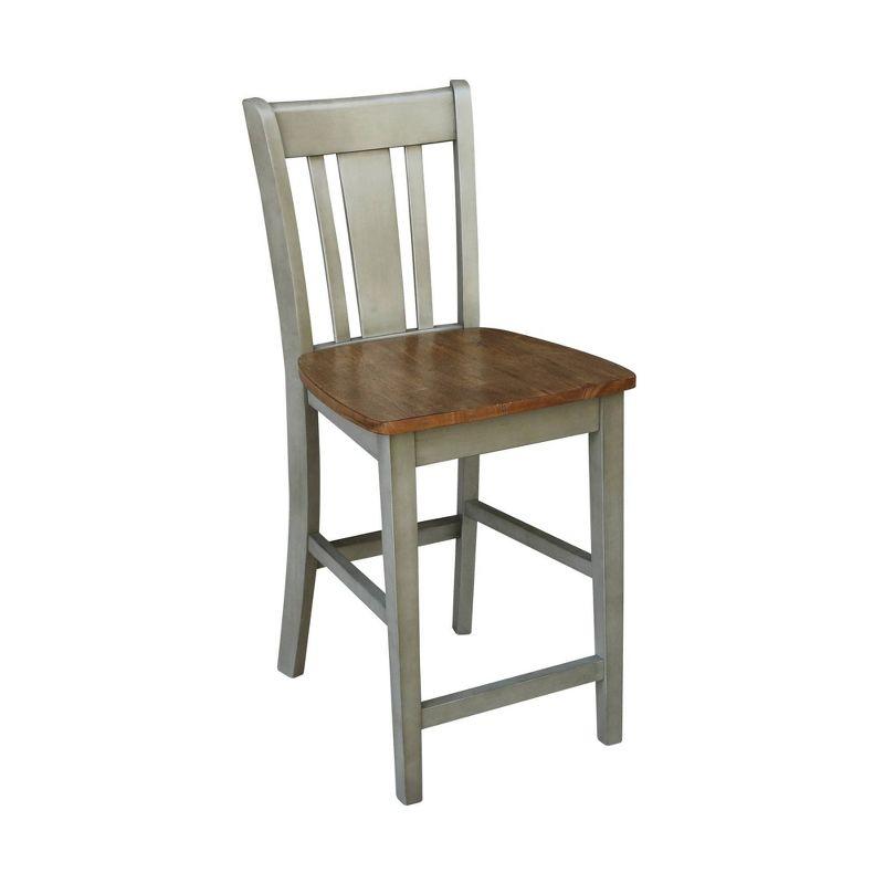 Distressed Hickory and Stone 24" Solid Wood Counter Stool