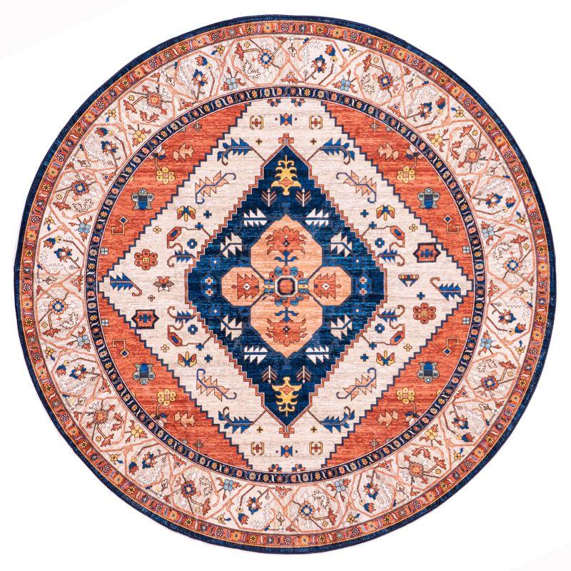 Nuloom Carolyn Pet Friendly Machine Washable Motif Area Rug, Round 6', Rust