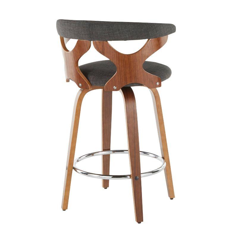 Set of 2 Dark Gray Wood and Metal Swivel Counter Stools