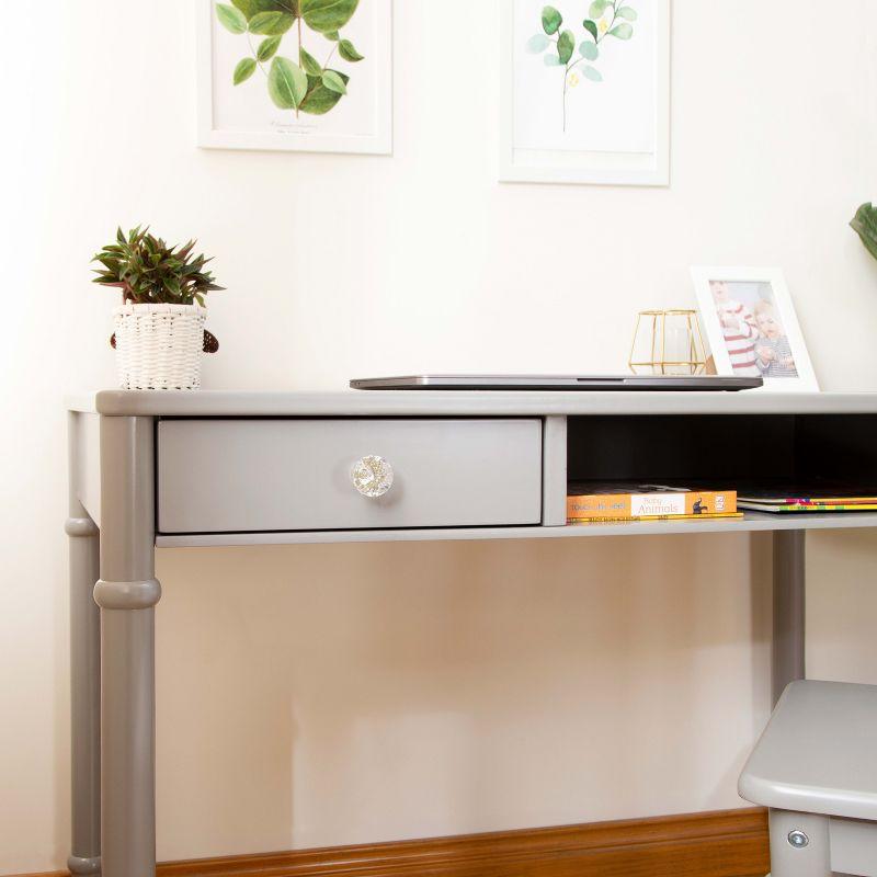 Gray Wooden Kids' Writing Desk with Drawer and Chair