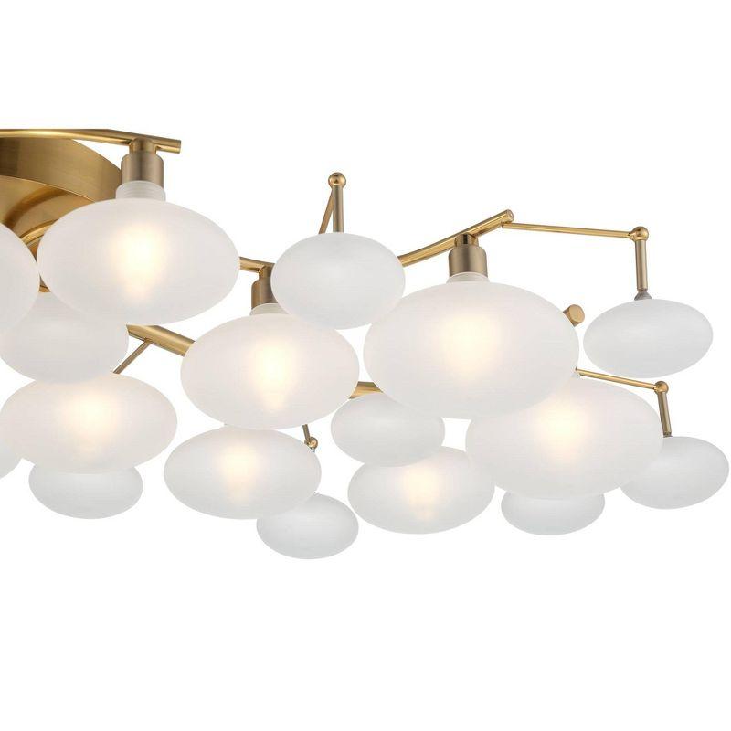 Possini Euro Design Lilypad Modern Ceiling Light Semi Flush Mount Fixture 30 1/4" Wide Warm Brass 12-Light Frosted Glass Shade for Bedroom Living Room