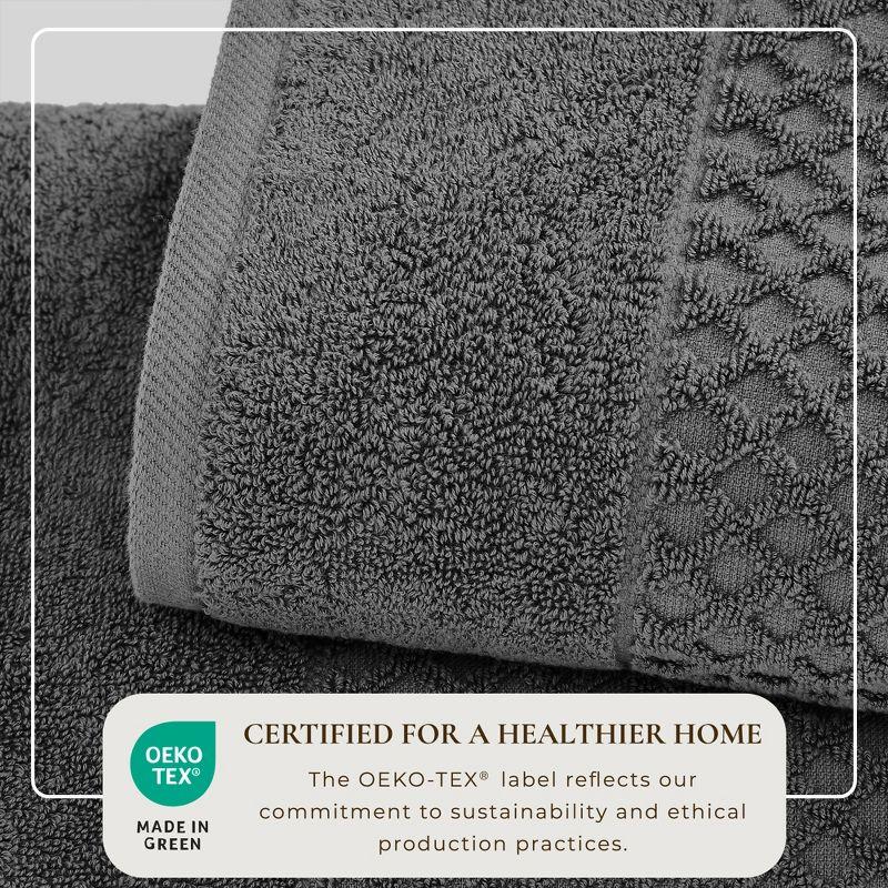 Cotton Quick-Dry Textured Towels - Great Bay Home (4 Pack Bath Towels, Dark Grey).