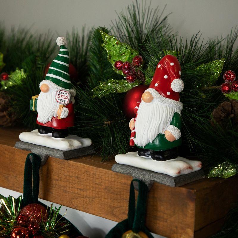 Festive Santa Gnomes Resin Christmas Stocking Holders Set