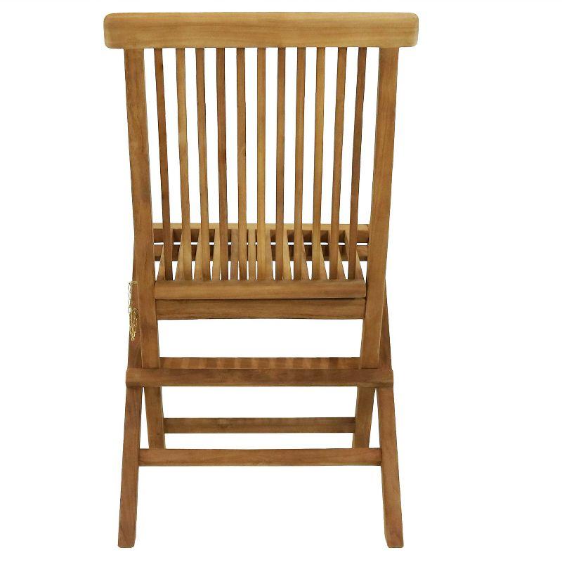 Sunnydaze Outdoor Solid Teak Wood with Stained Finish Hyannis Folding Dining Chairs - Light Brown