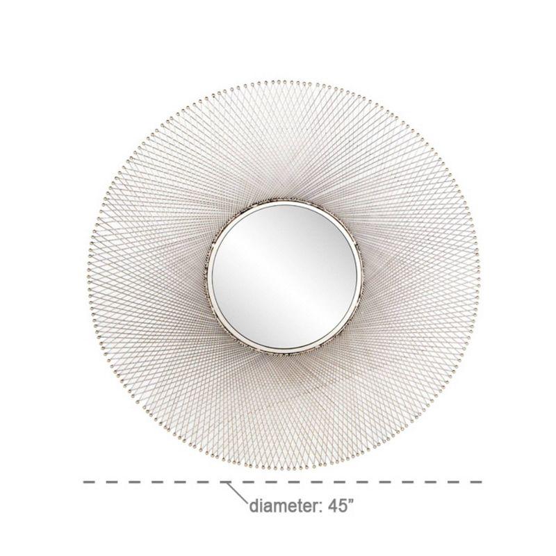 45" x 45" Metal Starburst Wall Mirror Silver - Olivia & May: Iron Frame, Round Shape, No Assembly Required