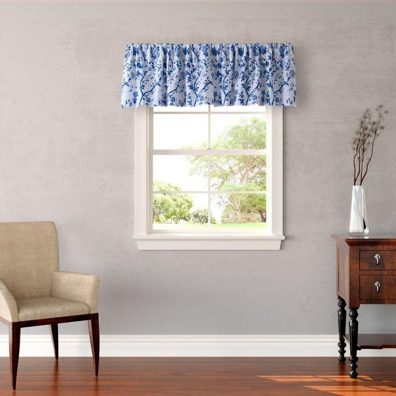 Charlotte Blue Floral Cotton Rod Pocket Valance