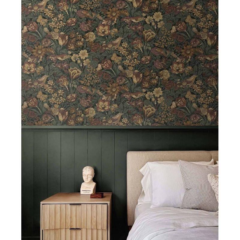 NextWall Bird Floral Peel and Stick Wallpaper: Vintage Botanical Design, Self-Adhesive Vinyl, Repositionable, Washable, 30.75 Sq Ft Coverage