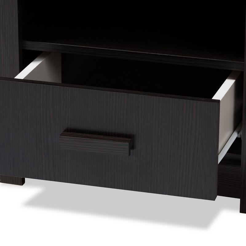 Bienna Modern and Contemporary 1 Drawer Nightstand: Bedside Storage, Wenge Finish - Baxton Studio