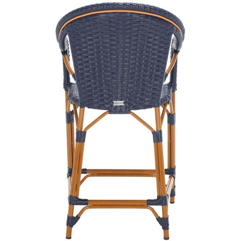 California Counter Stool With Arms - Indoor/Outdoor - PAT7533 - Navy - Safavieh
