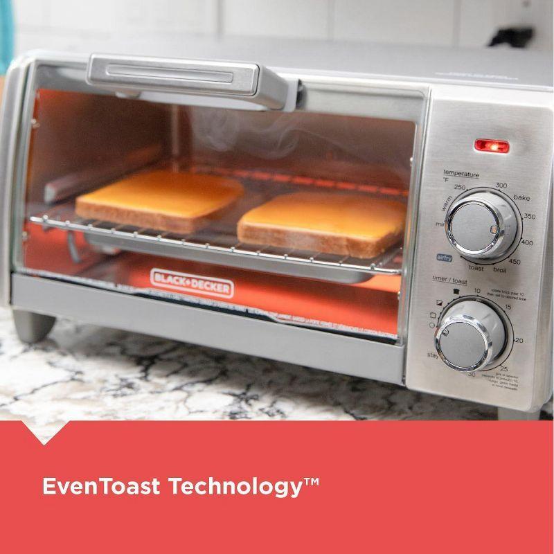 BLACK+DECKER BLACK+DECKER 4-Slice Crisp N Bake Air Fry Toaster Oven, TO1787SS, 5 Cooking Functions, 30 Minute Timer, Stainless Steel