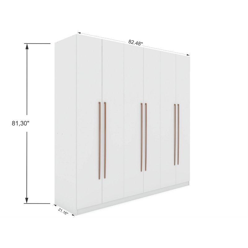 Gramercy Wardrobe Armoire Closet White - Manhattan Comfort: Bedroom Storage, 2 Drawers, 6 Doors