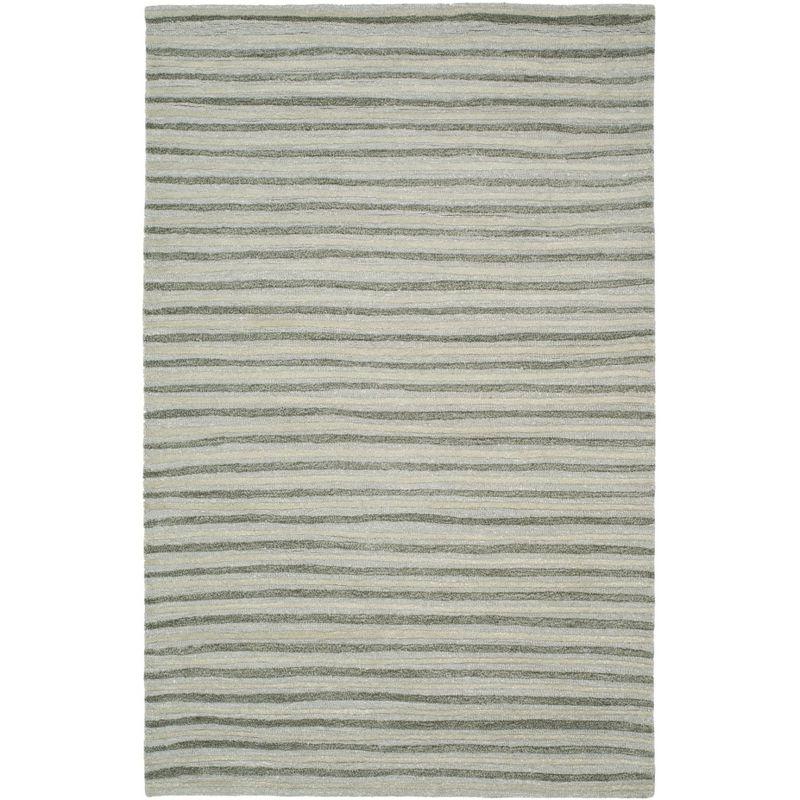 Martha Stewart Hand Drawn Stripe - MSR3619 - Indoor Hand Tufted Area Rugs - Nmbus Cloud Gry - 5'x8'