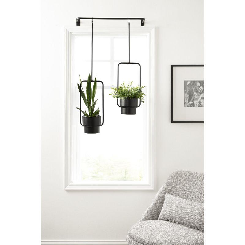 Kate and Laurel Ascher Round Metal Hanging Planter, 24x8x39, Black