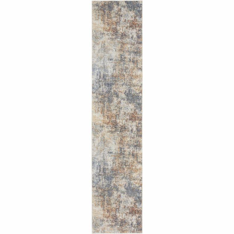 Ivory and Multicolor Abstract Flatweave Runner Rug