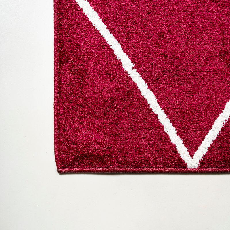 Reversible Diamond Trellis Red/White Synthetic Area Rug