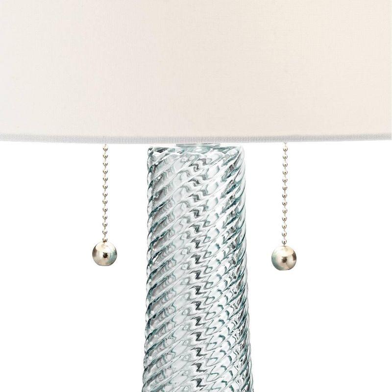 Possini Euro Design Miriam Modern Table Lamp 28 1/2" Tall Light Aqua Blue Textured Glass White Drum Shade for Bedroom Living Room Bedside Nightstand