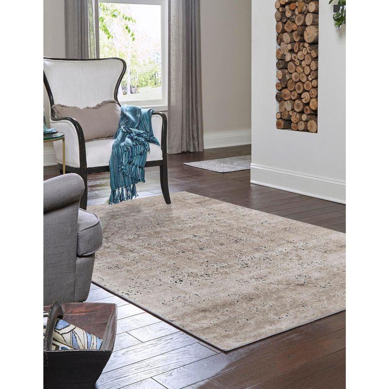 Beige 6' x 9' Rectangular Easy-Care Synthetic Area Rug