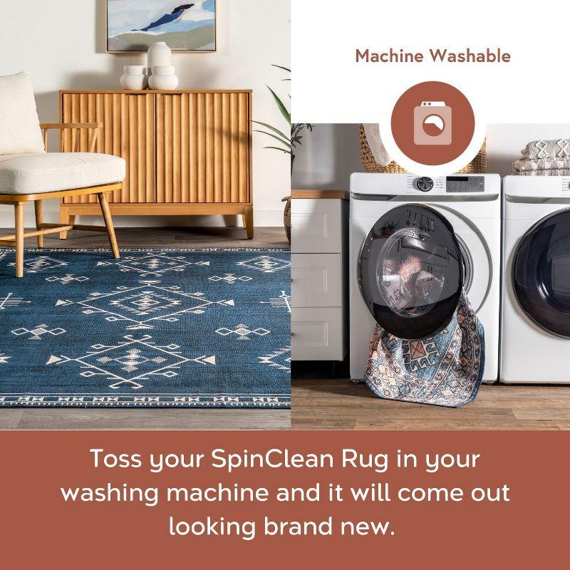 Nuloom Evalyn Diamond 3x5 Machine Washable Accent Indoor Area Rug for Living Room Bedroom Dining Room Entryway Kitchen, Navy/Ivory