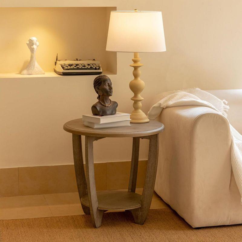 Ophelia & Co. Flora Rustic Farmhouse End Table with Storage Shelf, French Country Accent Side Table