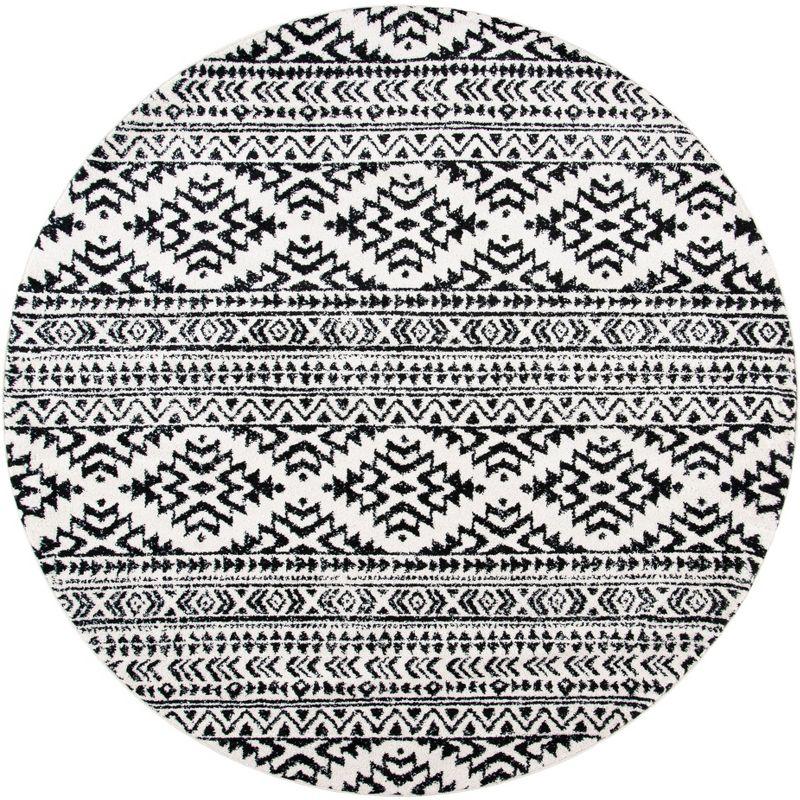 Tulum TUL272 Power Loomed Indoor Accent Rug - Ivory/Black - 3' Round - Safavieh