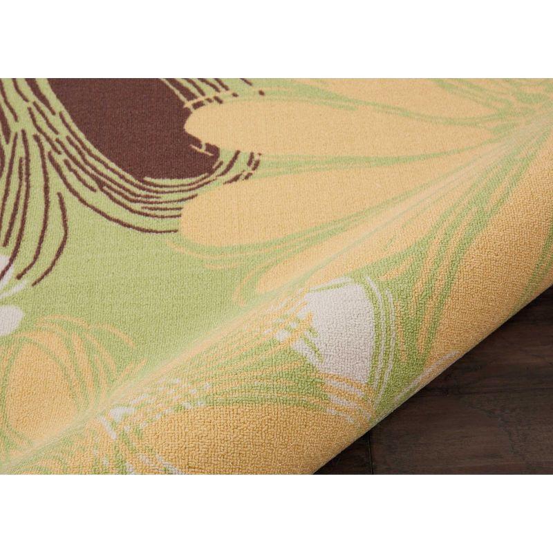 Nourison Home & Garden Flower Indoor Outdoor Runner Rug Green 2'3" x 8'