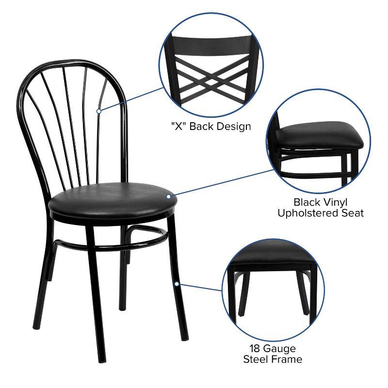 Flash Furniture HERCULES Series Fan Back Metal Chair - Black Vinyl Seat