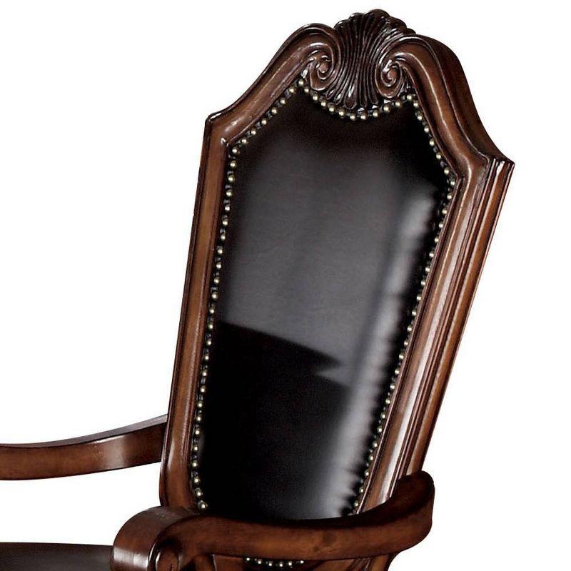 Chateau De Ville Luxe Black Faux Leather & Cherry Accent Chair