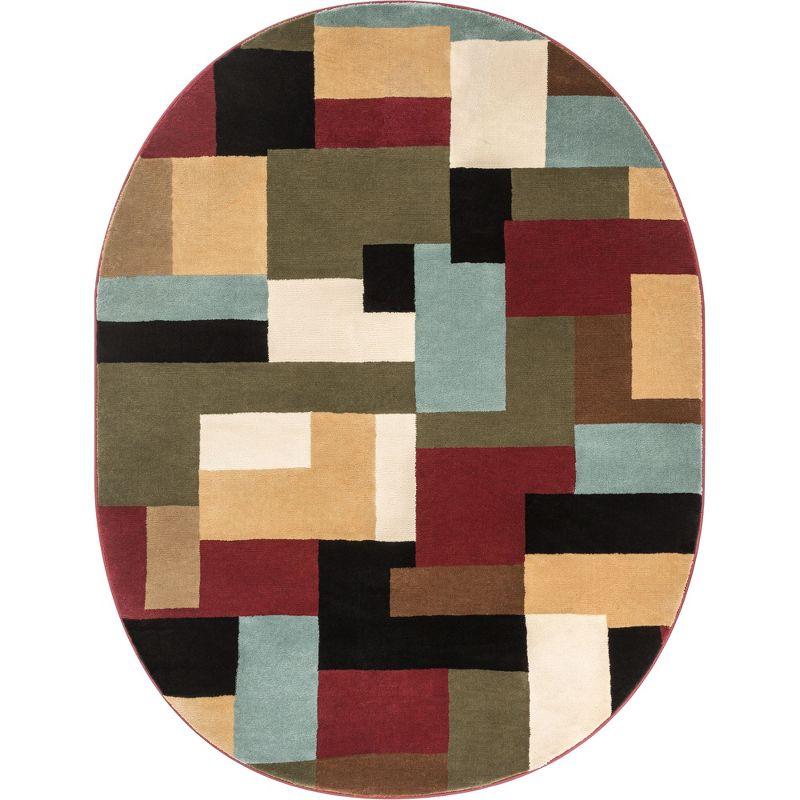 Imperial Mosaic Multicolor Geometric Oval Synthetic Rug