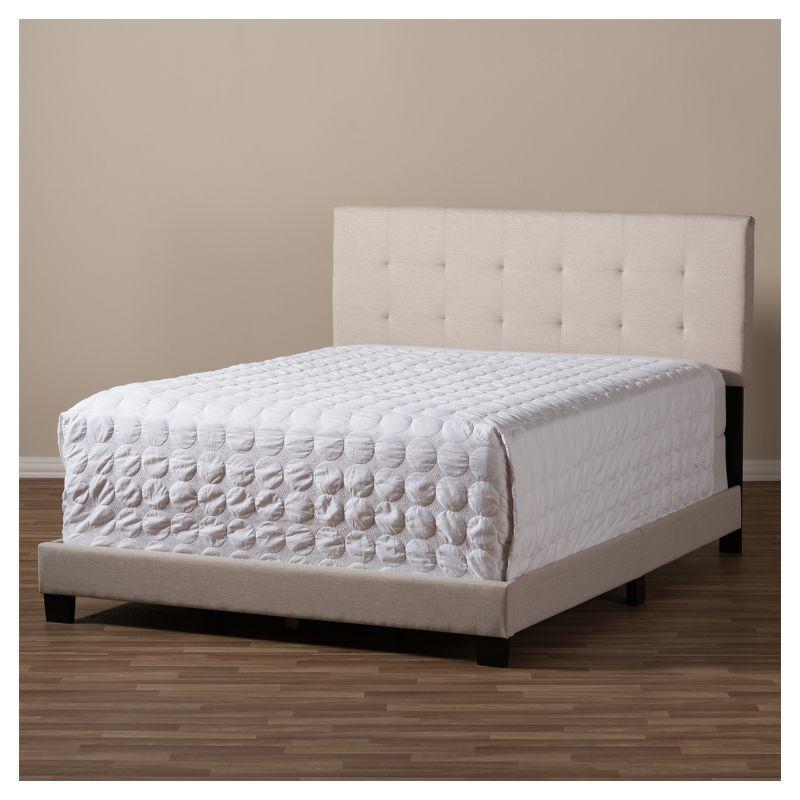 Full Brookfield Modern and Contemporary Fabric Upholstered Grid Tufting Bed Beige - Baxton Studio: MDF Frame, Polyester Fill, Requires Box Spring