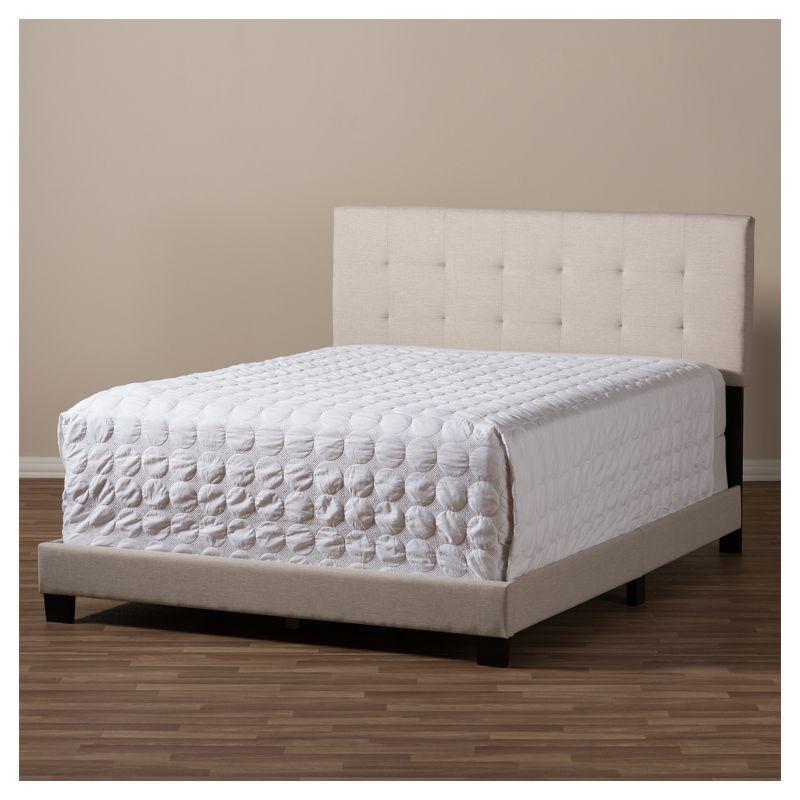 Full Brookfield Modern and Contemporary Fabric Upholstered Grid Tufting Bed - Baxton Studio