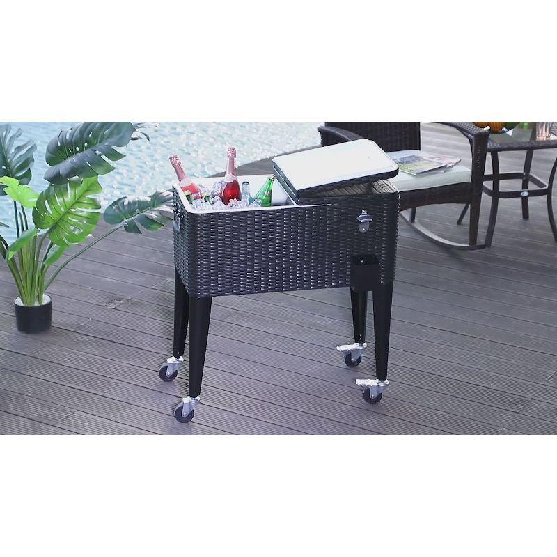 IRHOMA Outsunny 80 QT Rolling Cooling Bins Ice Chest on Wheels Outdoor Stand Up Drink Cooler Cart for Party