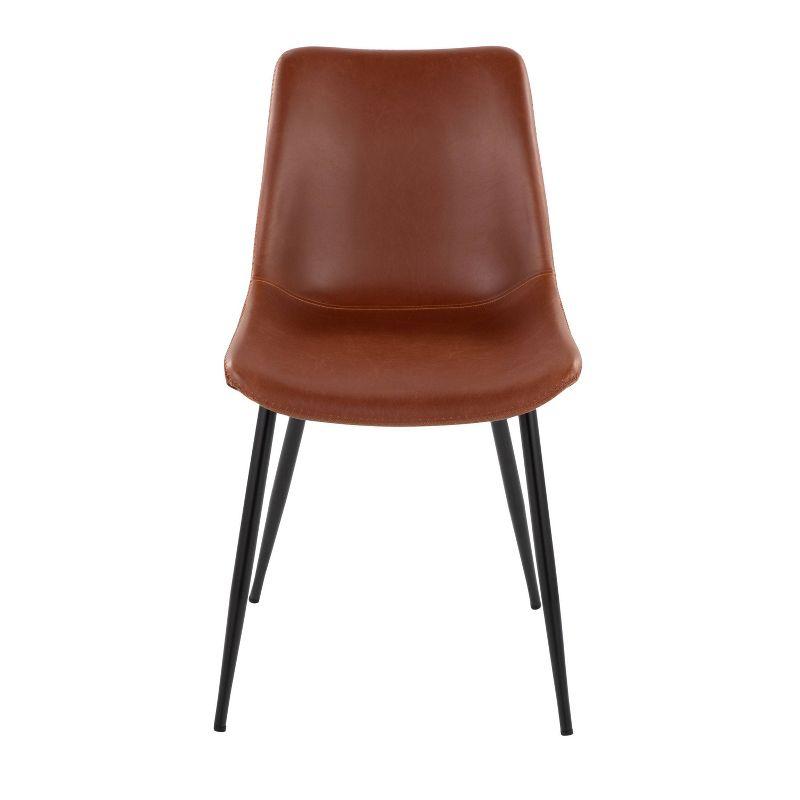 Set of 2 Durango Dining Chairs Black/Cognac: Vintage Faux Leather, Metal Legs - LumiSource
