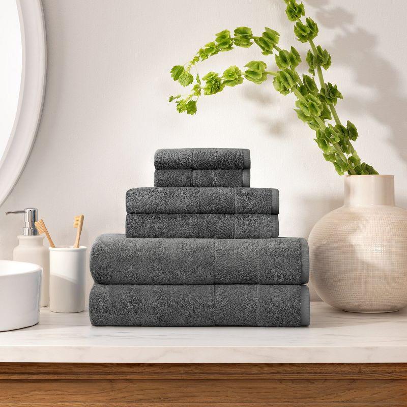 Aston & Arden Turkish Cotton Bathroom Towel Set (6-Piece), Solid Color, 2 Bath Towels, 2 Hand Towels, 2 Washcloths