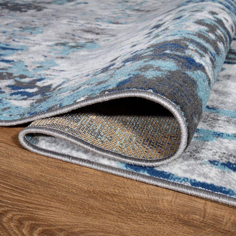 World Rug Gallery Distressed Modern Abstract Indoor Area Rug - Blue 7'10" x 10':  Stain-Resistant,  Low Pile,  Machine Made