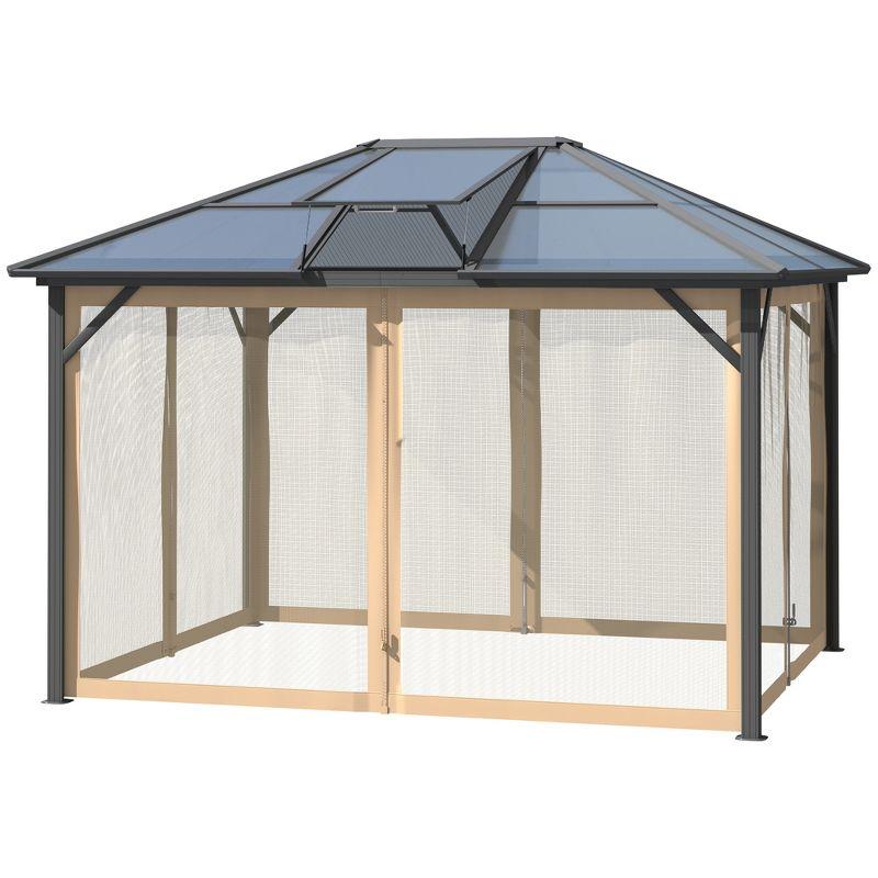 Outsunny 10' x 12' Hardtop Gazebo Canopy with Polycarbonate Roof, Top Vent and Aluminum Frame