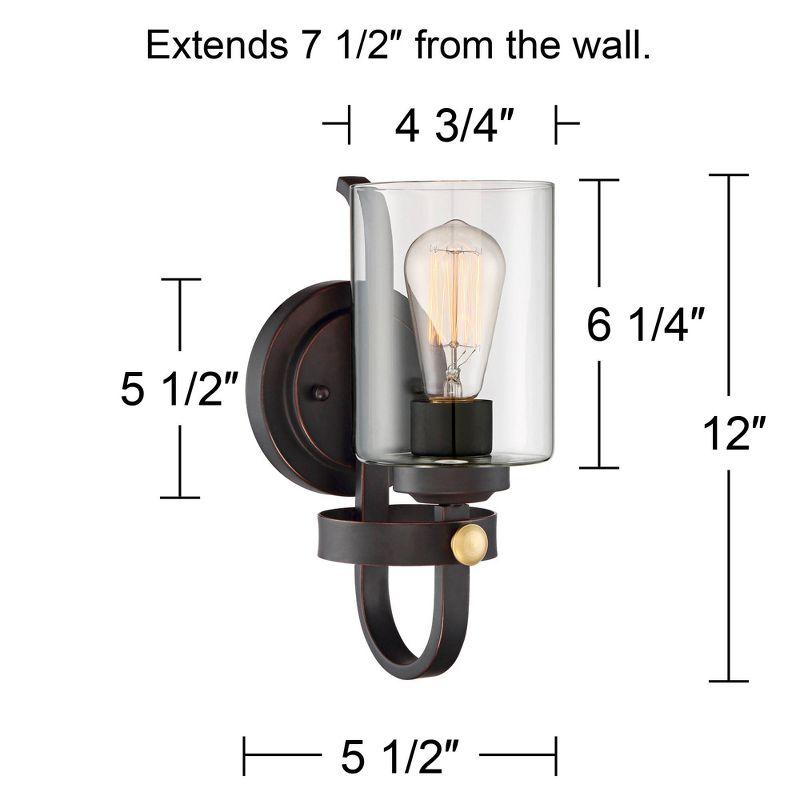 Eagleton Bronze Industrial Wall Sconce with Clear Glass Shade