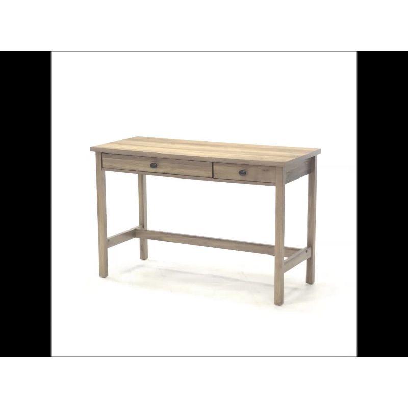 Salt Oak Finish Wood Writing Desk with Two Drawers