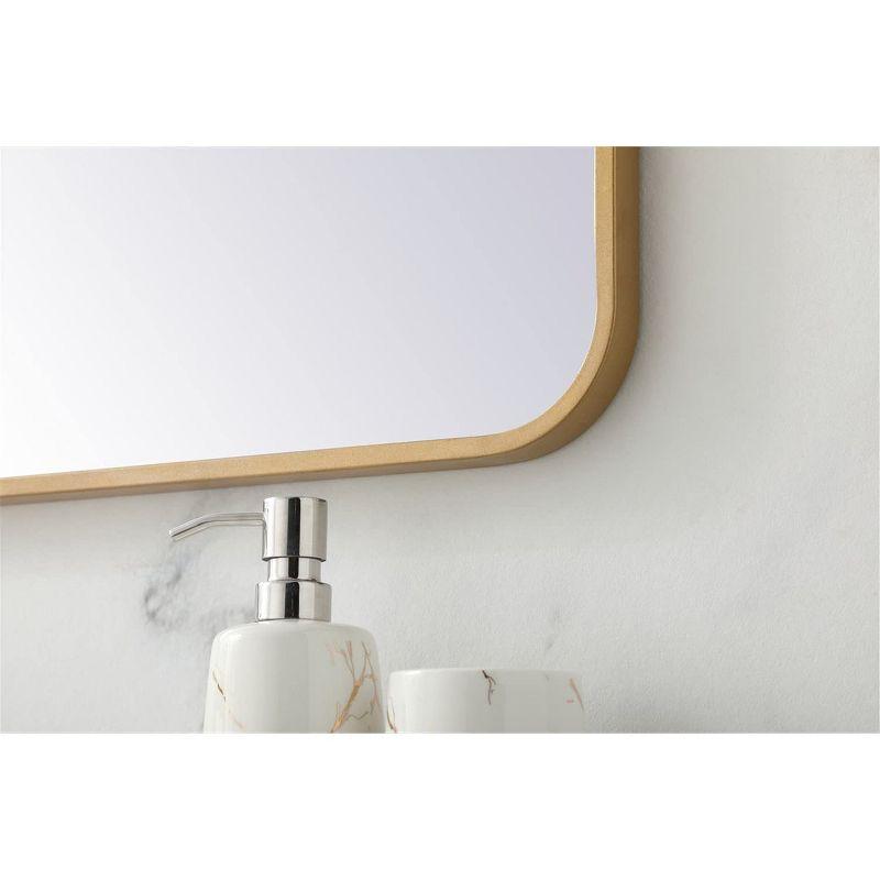 Elegant Lighting Soft corner metal rectangular mirror 27x36 inch in Brass
