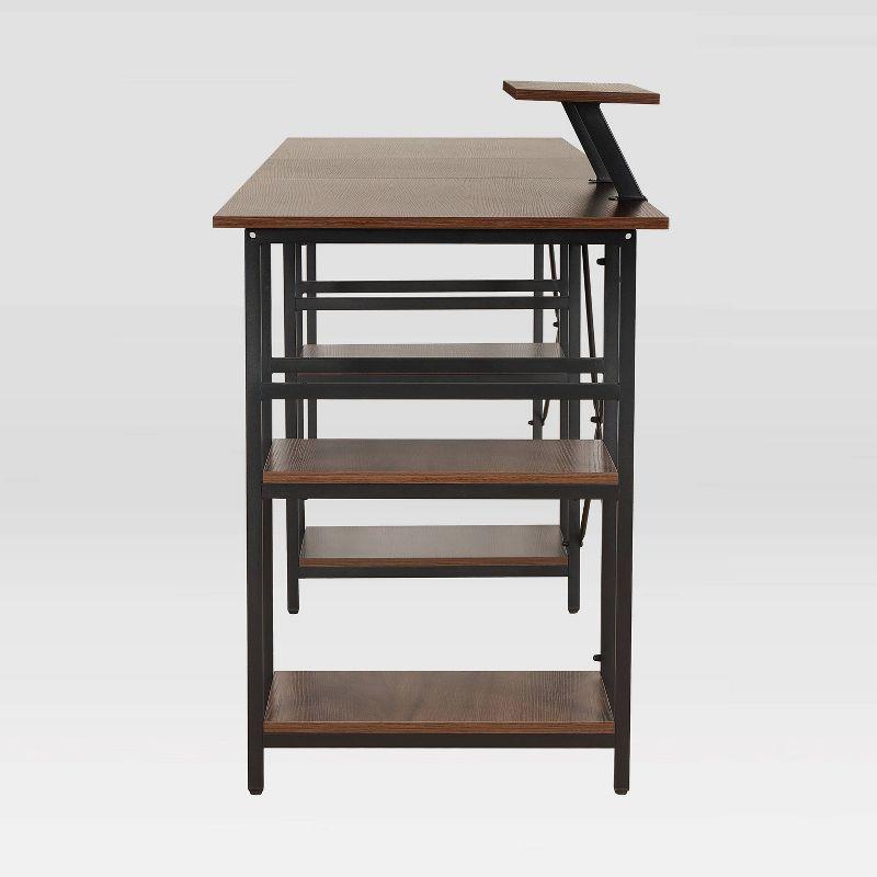 Inbox Zero Techni Mobili L-Shape Industrial Desk With Storage Shelves | Wayfair