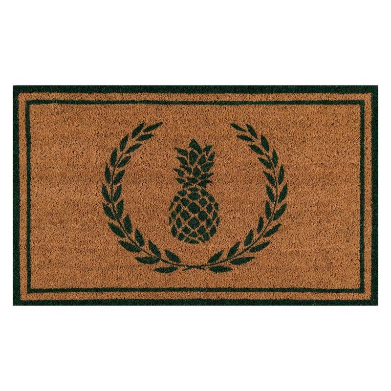 Pineapple Green Hand-Woven Coir Outdoor Doormat 18" x 30"