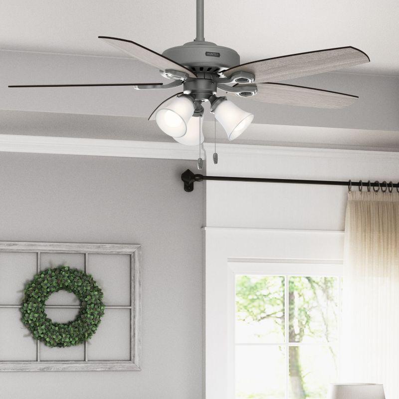 Builder Plus 52"5 - Blade Standard Ceiling Fan with Pull Chain and Light Kit Included